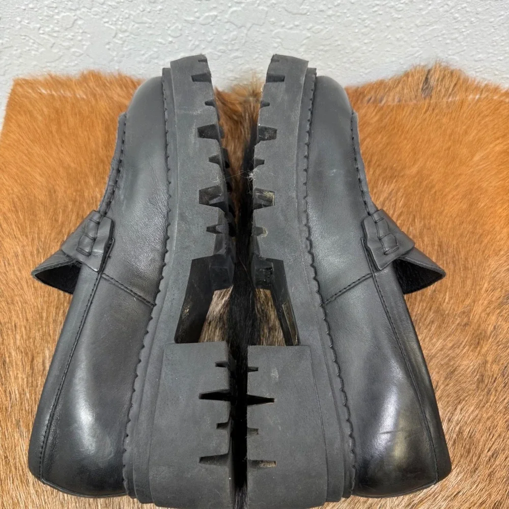 Free People 8 Lyra Black Goth Whimsy Chunky Y2K Platform Loafers‎ Dark Academia